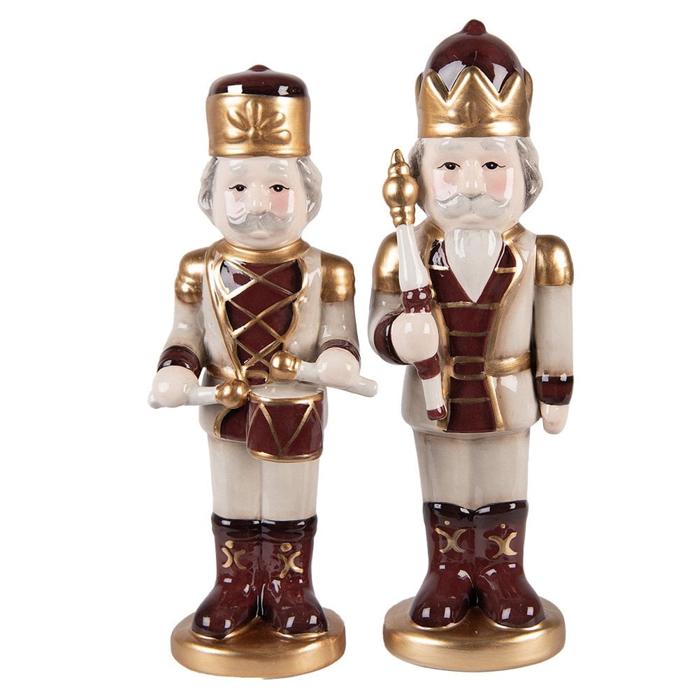 Kerstdecoratie Beeld Notenkraker 8x8x25 cm Beige Keramiek