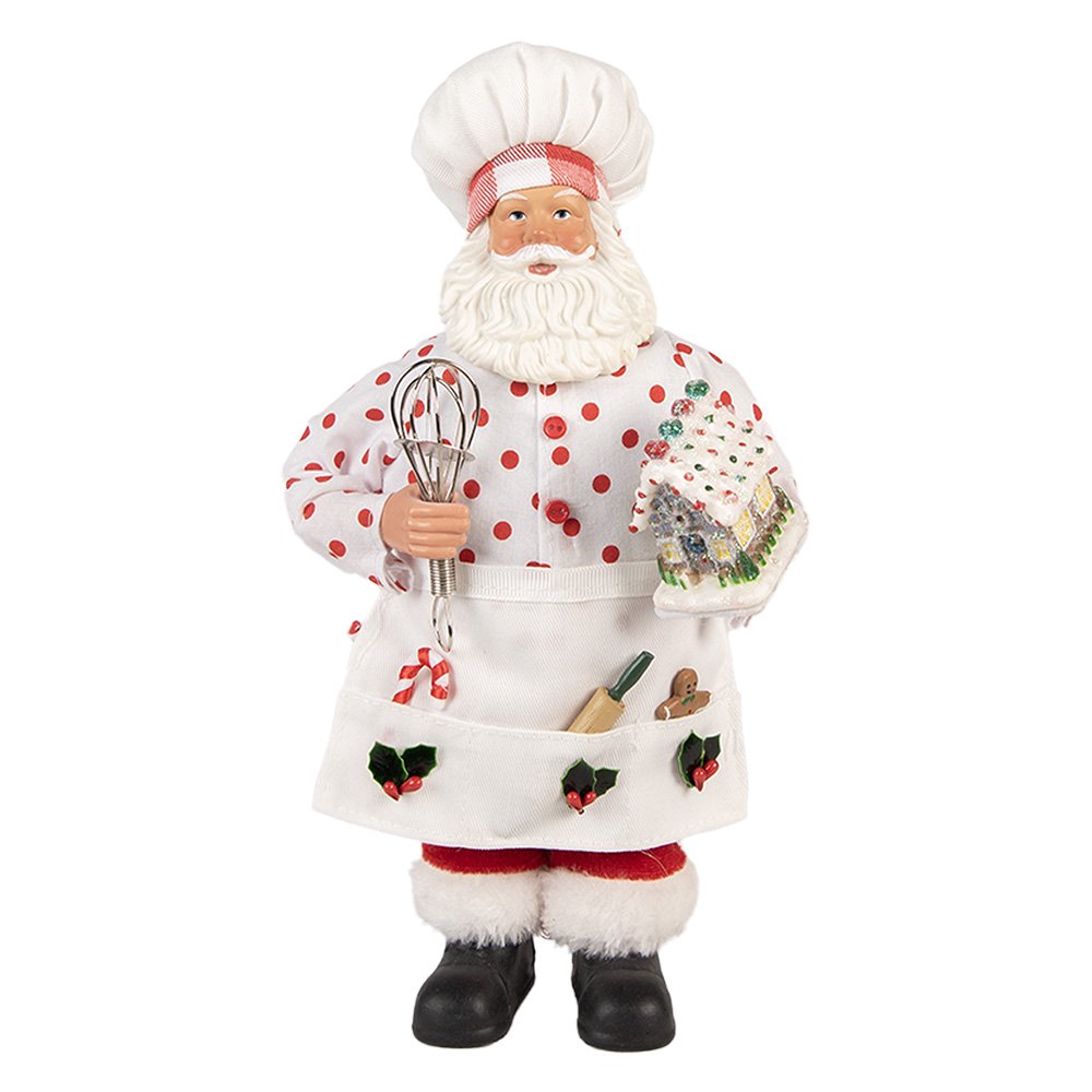 Kerstdecoratie Beld Kerstman 13x10x28 cm Wit Textiel