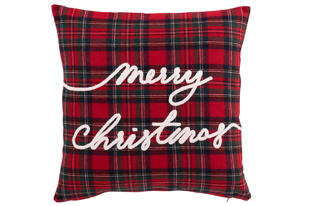 J-Line kussen Merry Christmas - wol - kerstrood/wit
