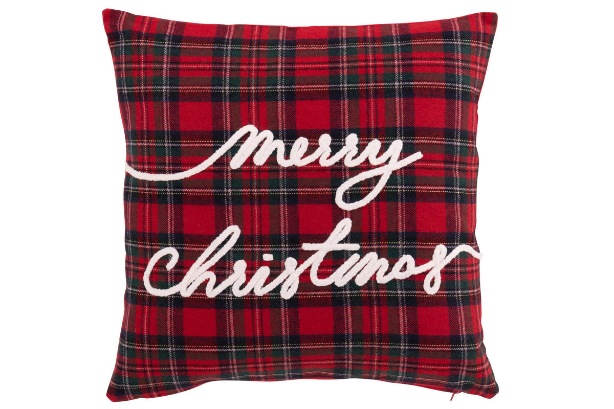 J-Line kussen Merry Christmas - wol - kerstrood/wit