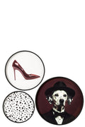 J-Line Ronde wanddecoraties dalmatiër - MDF - zwart/wit - set van 3