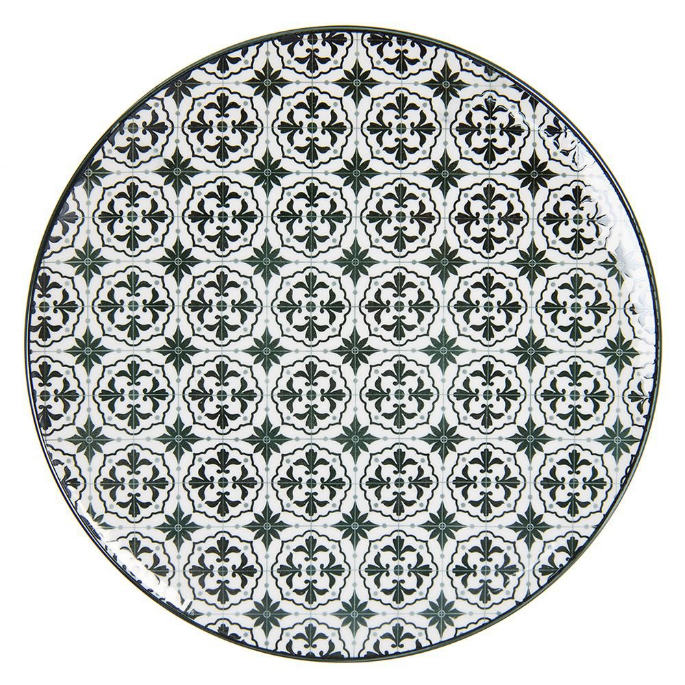 Dinerbord Ø 26 cm Zwart Wit Keramiek Eetbord