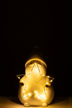 J-Line figuur Kerstman Ster - polyresin - wit - L - LED lichtjes