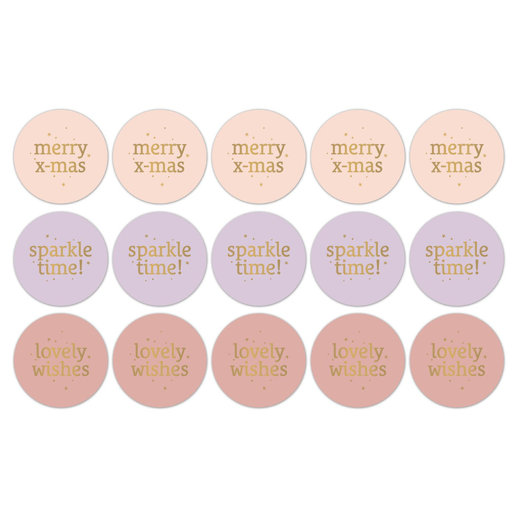 Xmas Text Mix '25 cadeaustickers op rol - 500 stuks
