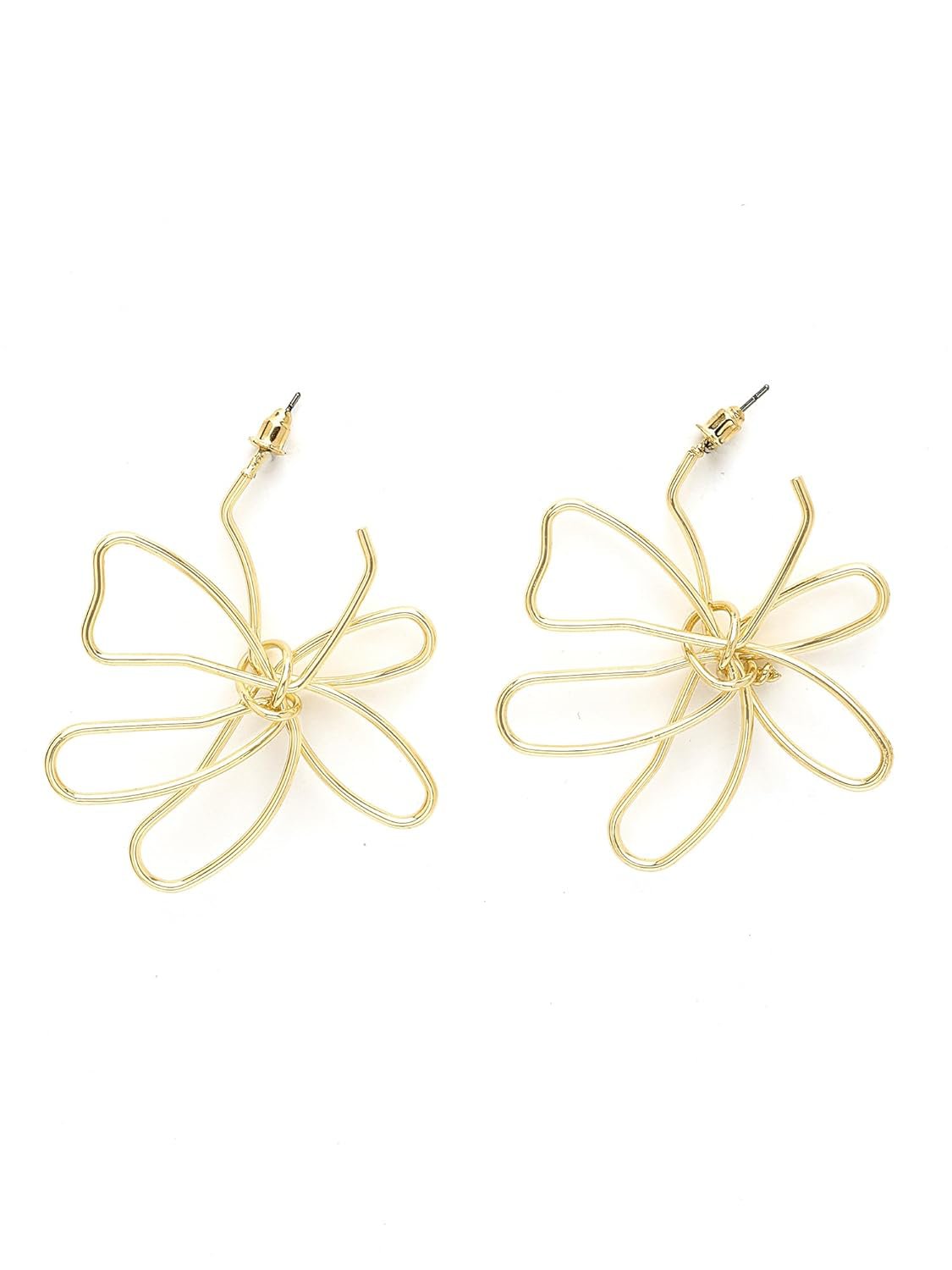 Oorbellen met bloemen – damessieraden – verguld, elegant bloemmotief