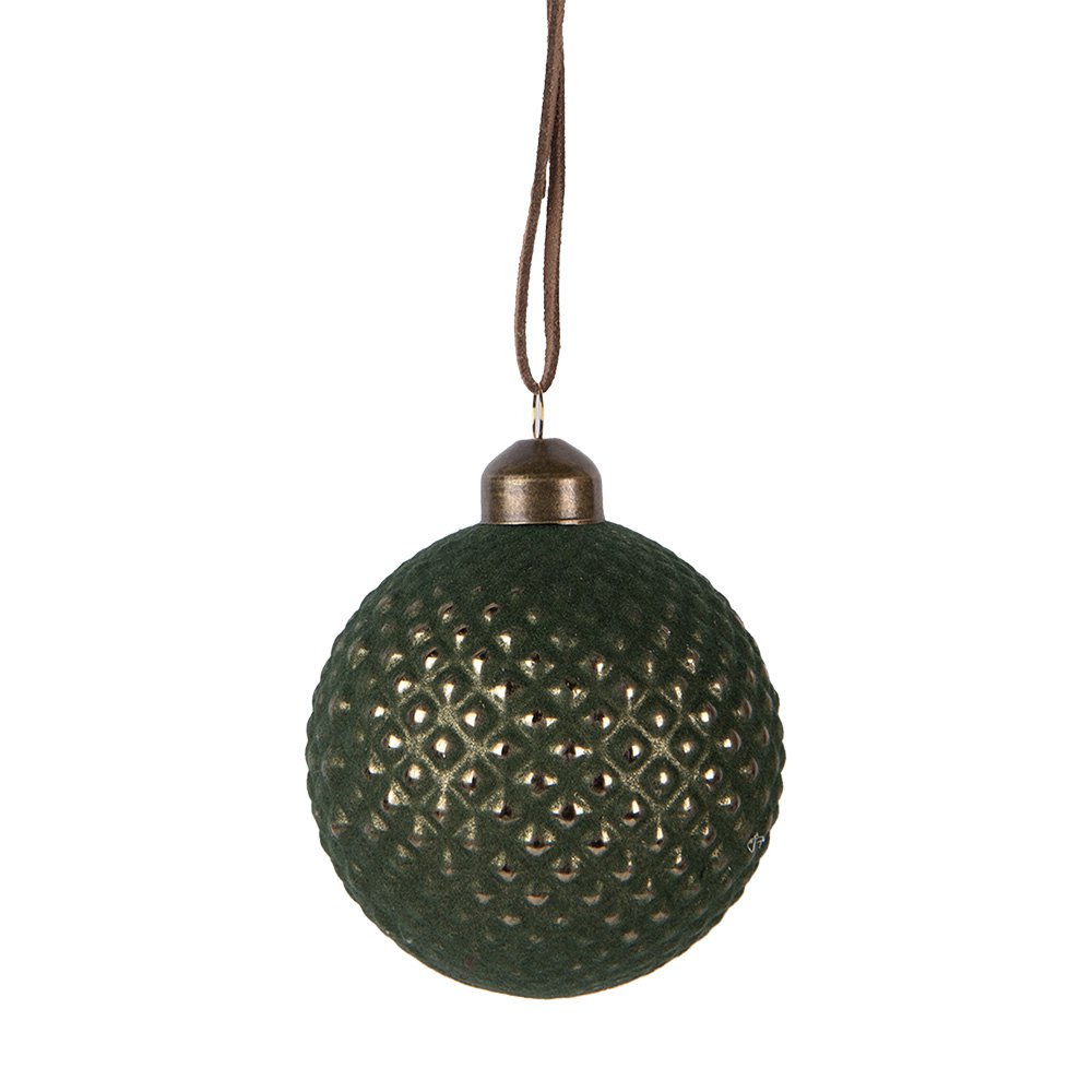 Kerstbal Ø 8x9 cm Groen Glas