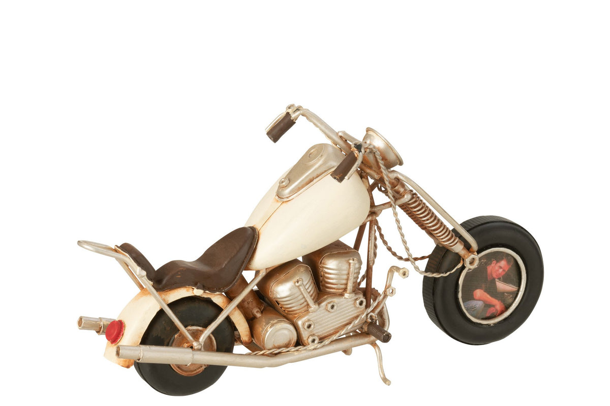 J-Line decoratie Moto Antique - metaal - wit