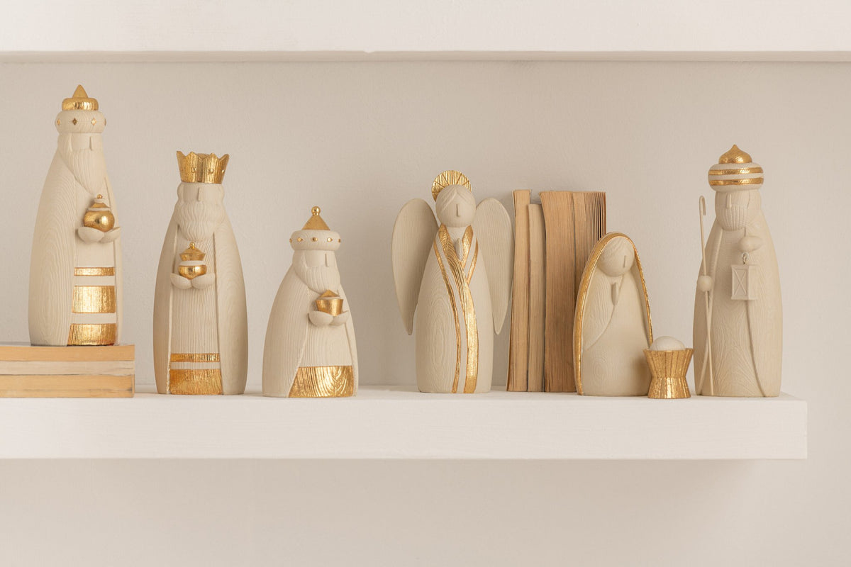 J-Line Kerststal 7Delig Resine Wit/Goud