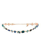Vergulde ketting met kunststenen en studs – eigentijdse mode-sieraden – legering en kunststenen – 19 cm lengte