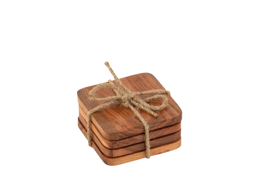 J-Line onderzetter Vierkant Acacia - hout - naturel