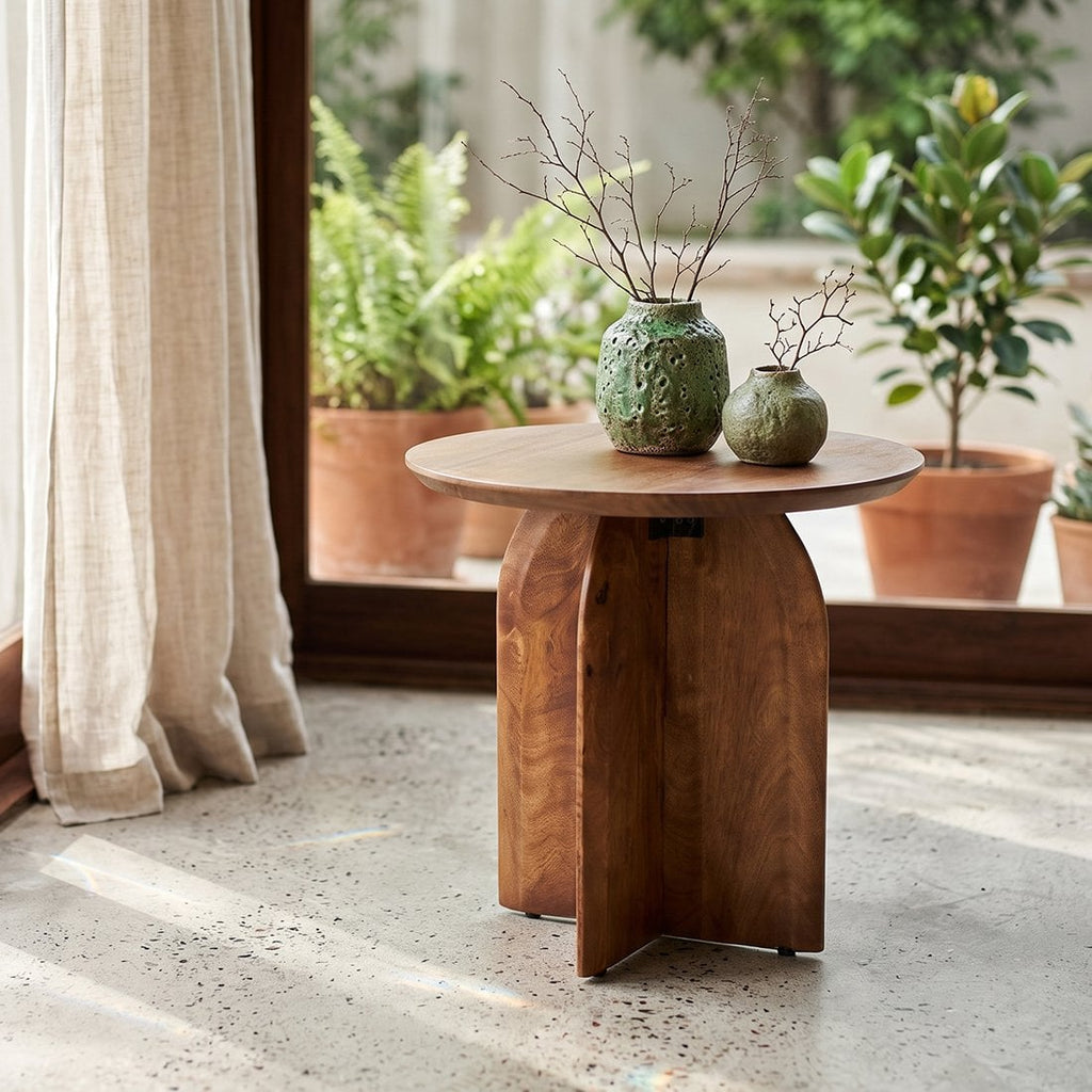 Bullnose bijzettafel mangohout - Ø50 cm