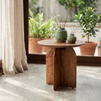 Bullnose bijzettafel mangohout - Ø50 cm