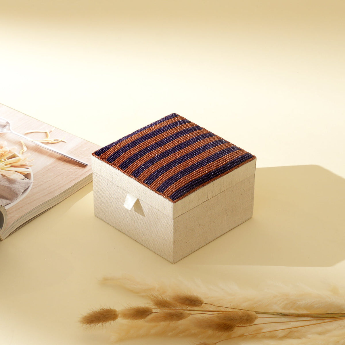 Keepsake Box - Klassieke charme met veelkleurige kralen - 5×5×3 Inch