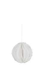 J-Line hanger Bal - katoen mache - wit/goud