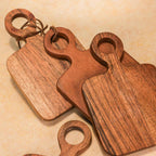 River Loop serveerplank – acaciahouten schaal – handgemaakt, modern lushandvat – set van 4