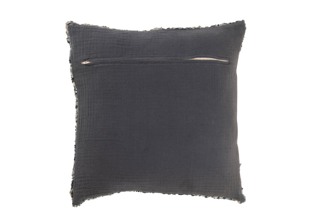 J-Line Kussen Tweed Pol/Katoen Blauw/Wit