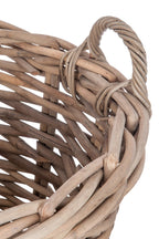 J-Line mand Rond + Handvat - riet - naturel - 2 stuks