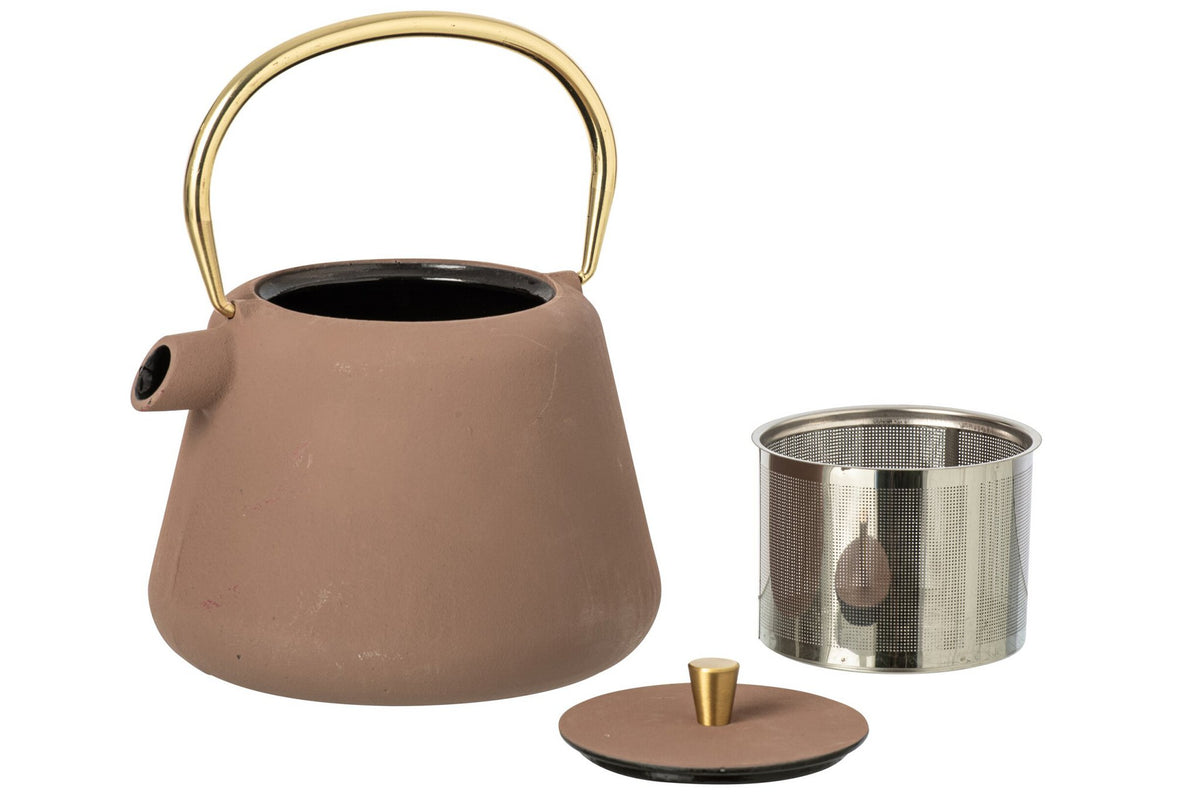 J-Line theepot - ijzer - taupe/goud