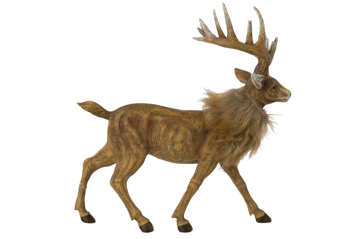 J-Line decoratie Rendier - polyresin - donkerbruin/beige - large