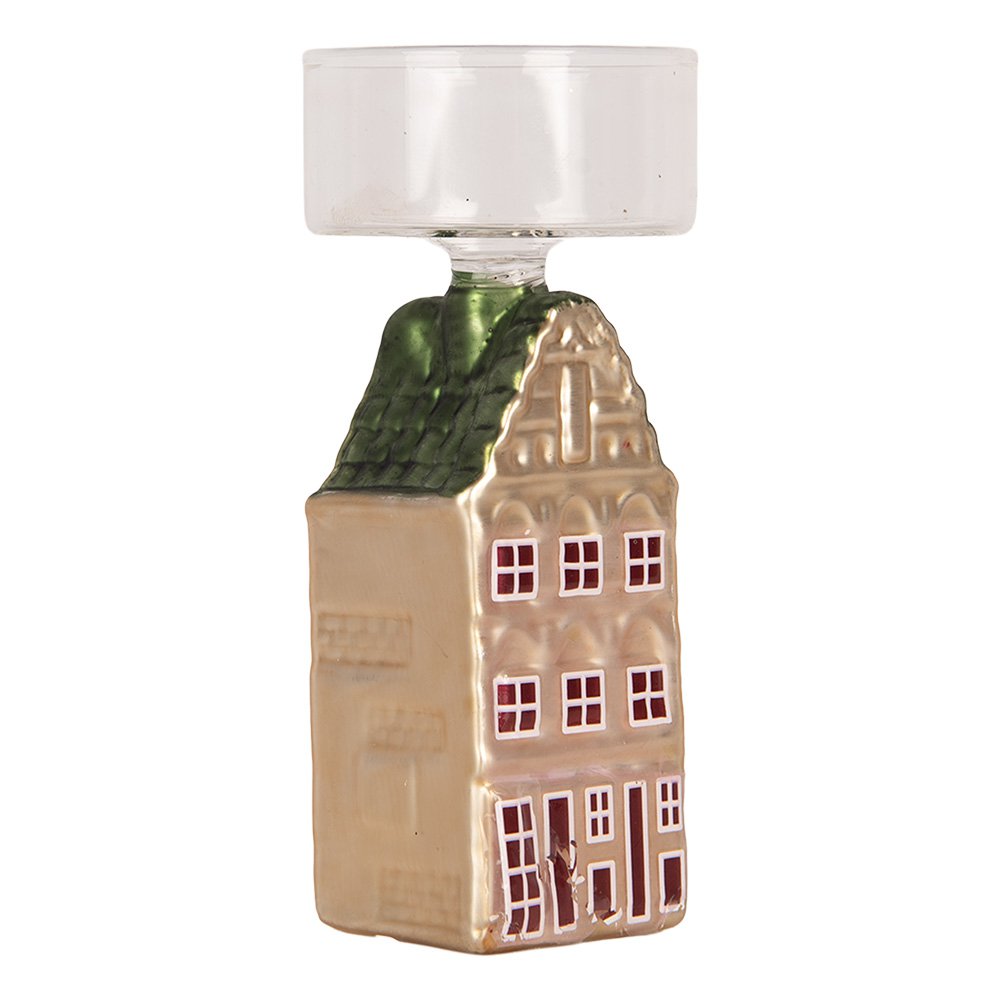 Waxinelichthouder 5x5x12 cm Zilverkleurig Glas