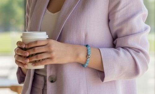 Dames armband Agaat + Blauwe Tijgeroog met RVS Tree of Life kraal