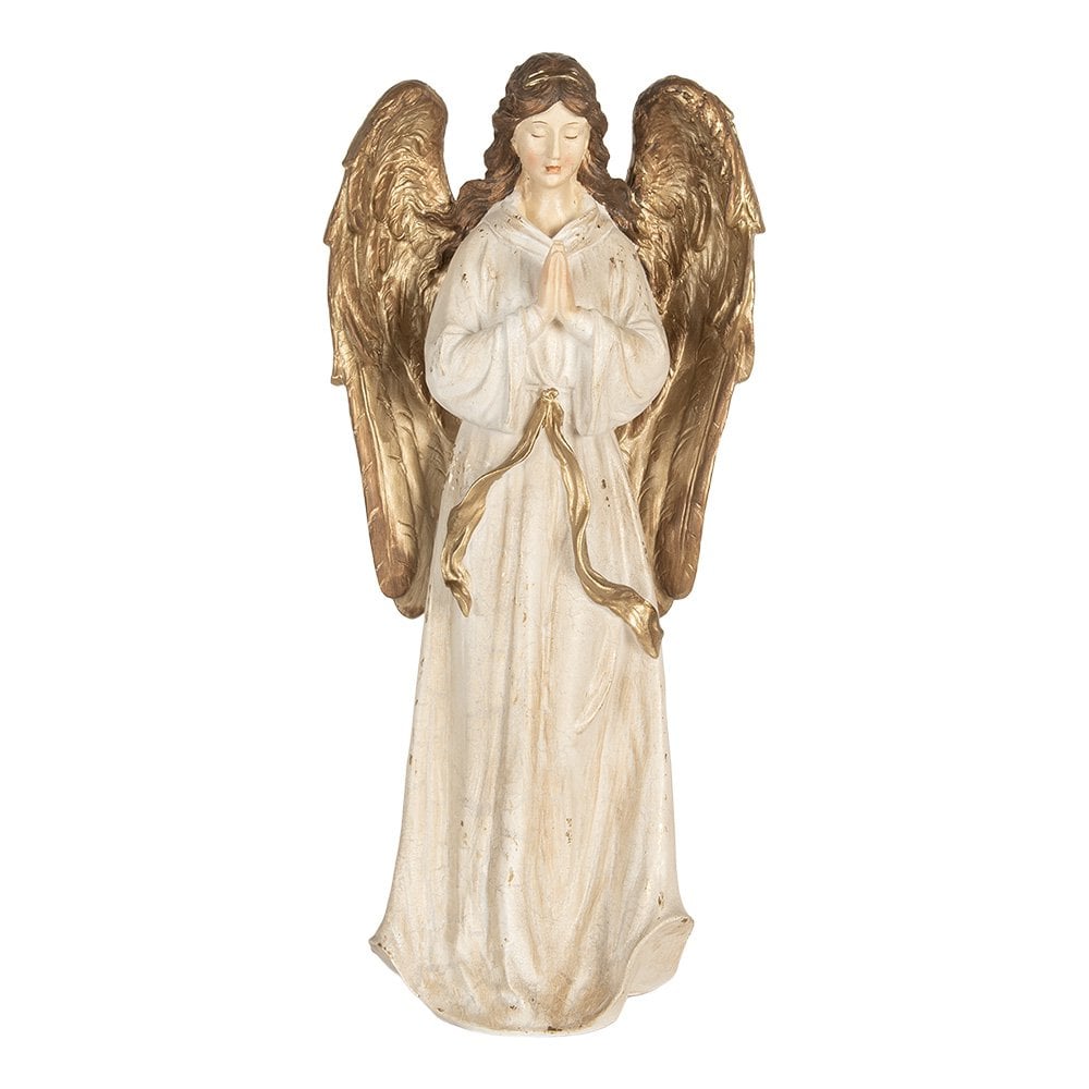 Kerstdecoratie Engel 23x12x47 cm Beige Kunststof