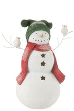 J-Line figuur sneeuwman Vogels - polyresin - rood/green - large