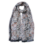 Sjaal Dames Print 50x160 cm Zwart Synthetisch