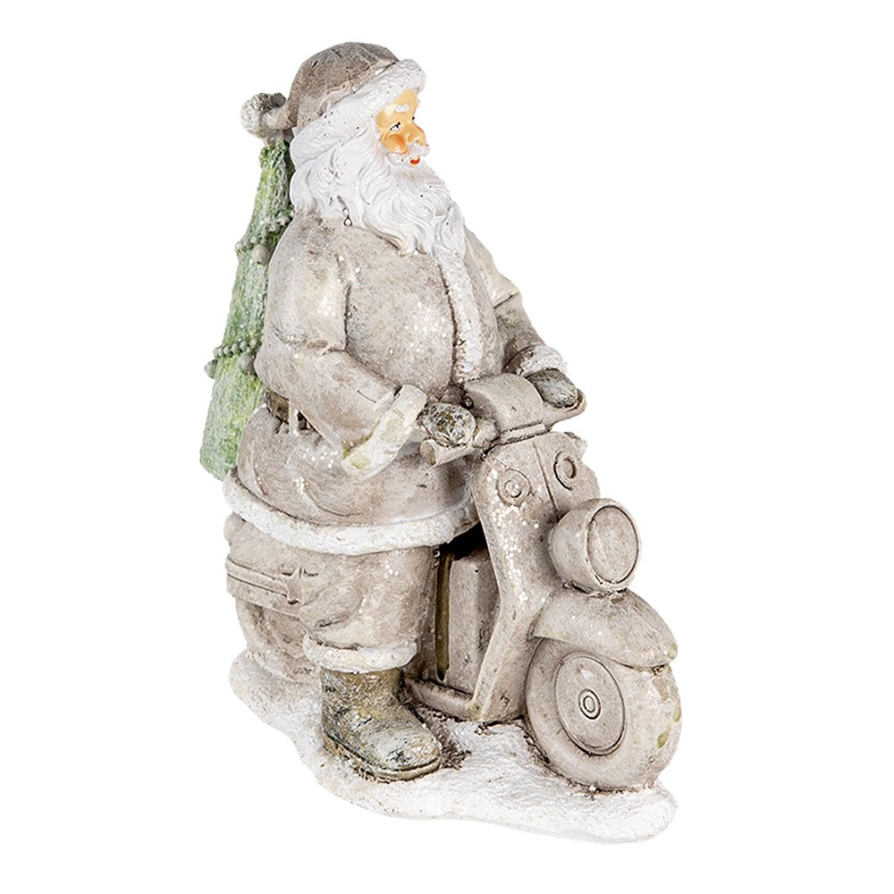 Beeld Kerstman 12x6x14 cm Zilverkleurig Kunststof Kerstdecoratie