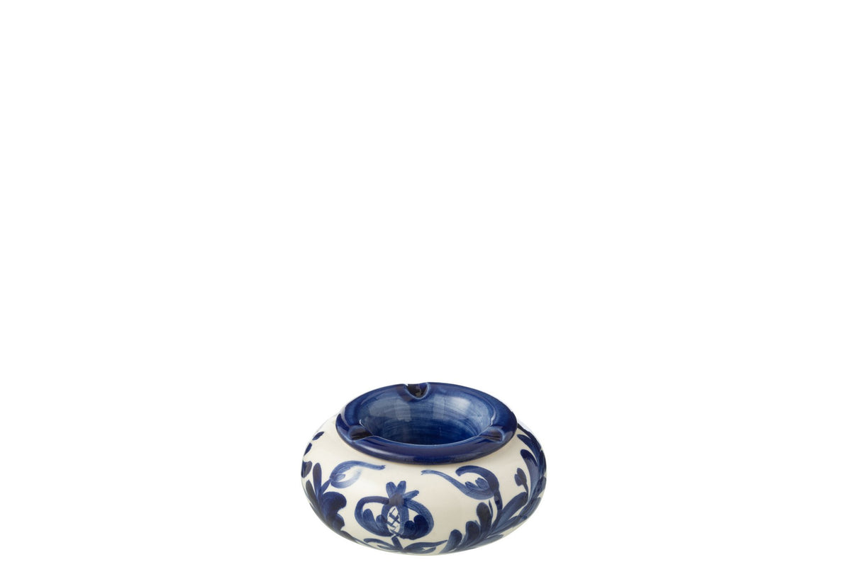 J-Line asbak Granada - keramiek - wit/blauw - small