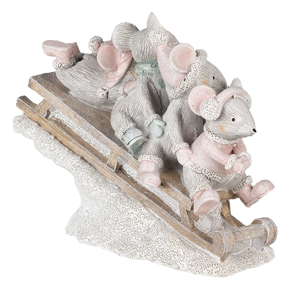 Beeld Muis 15x5x11 cm Grijs Kunststof Muis