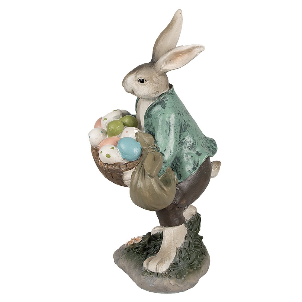 Beeld Konijn 32 cm Bruin Groen Polyresin Paasdecoratie