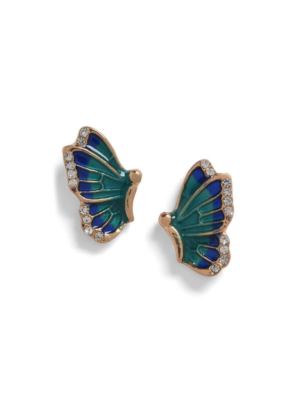 Blauw vergulde oorknopjes – mode-sieraden – eigentijds design – 4 cm lengte