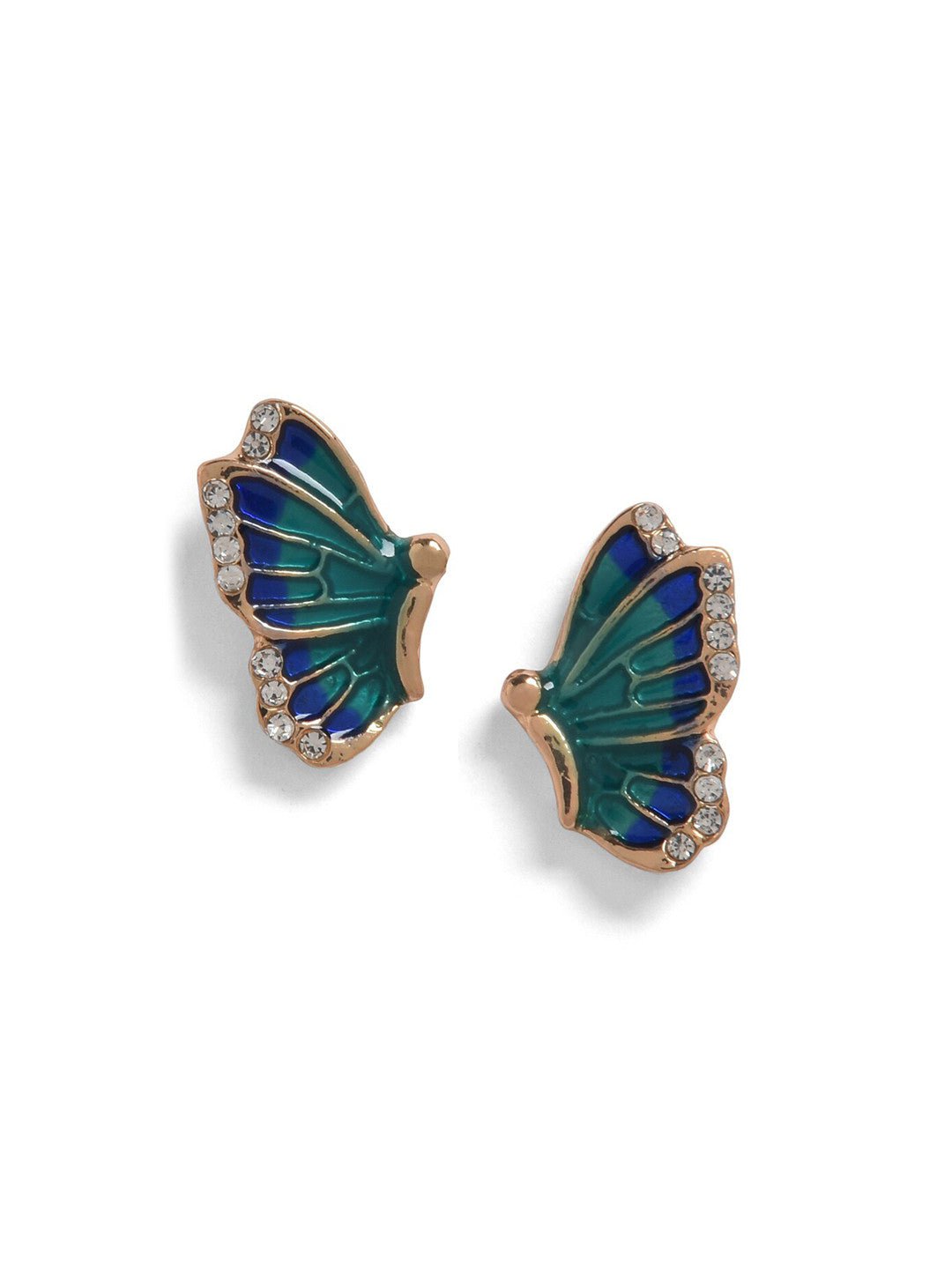 Blauw vergulde oorknopjes – mode-sieraden – eigentijds design – 4 cm lengte