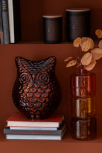 J-Line decoratie uil in glas - roestbruin