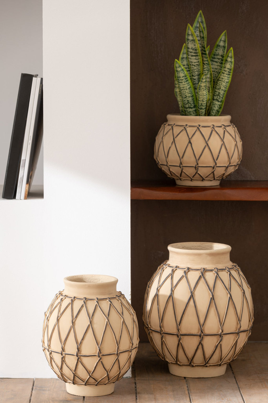 J-Line bloempot Berber - cement - beige - large - Ø 31.5 cm