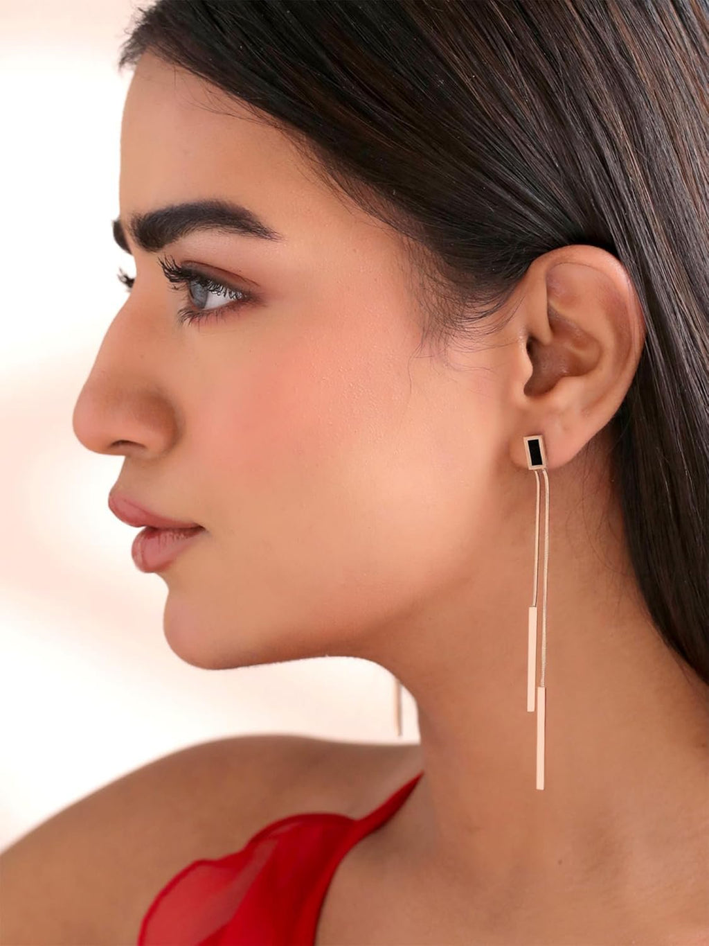 Roségouden oorbellen – mode-sieraden – hypoallergeen roestvrij staal – lange ketting