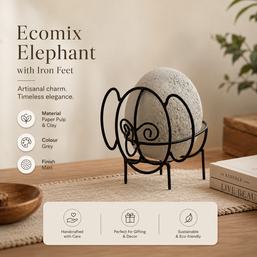 Duurzaam Ecomix Olifantsculptuur met Ijzeren Voeten