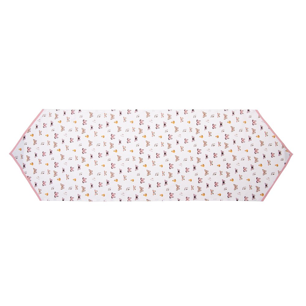 Tafelloper 50x160 cm Beige Roze Katoen Vlinders Tafelkleed