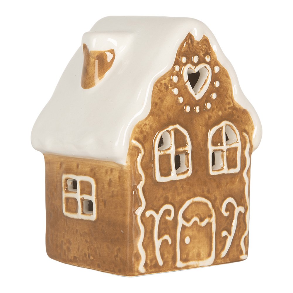 Decoratie Huis met LED 8x6x11 cm Bruin Keramiek