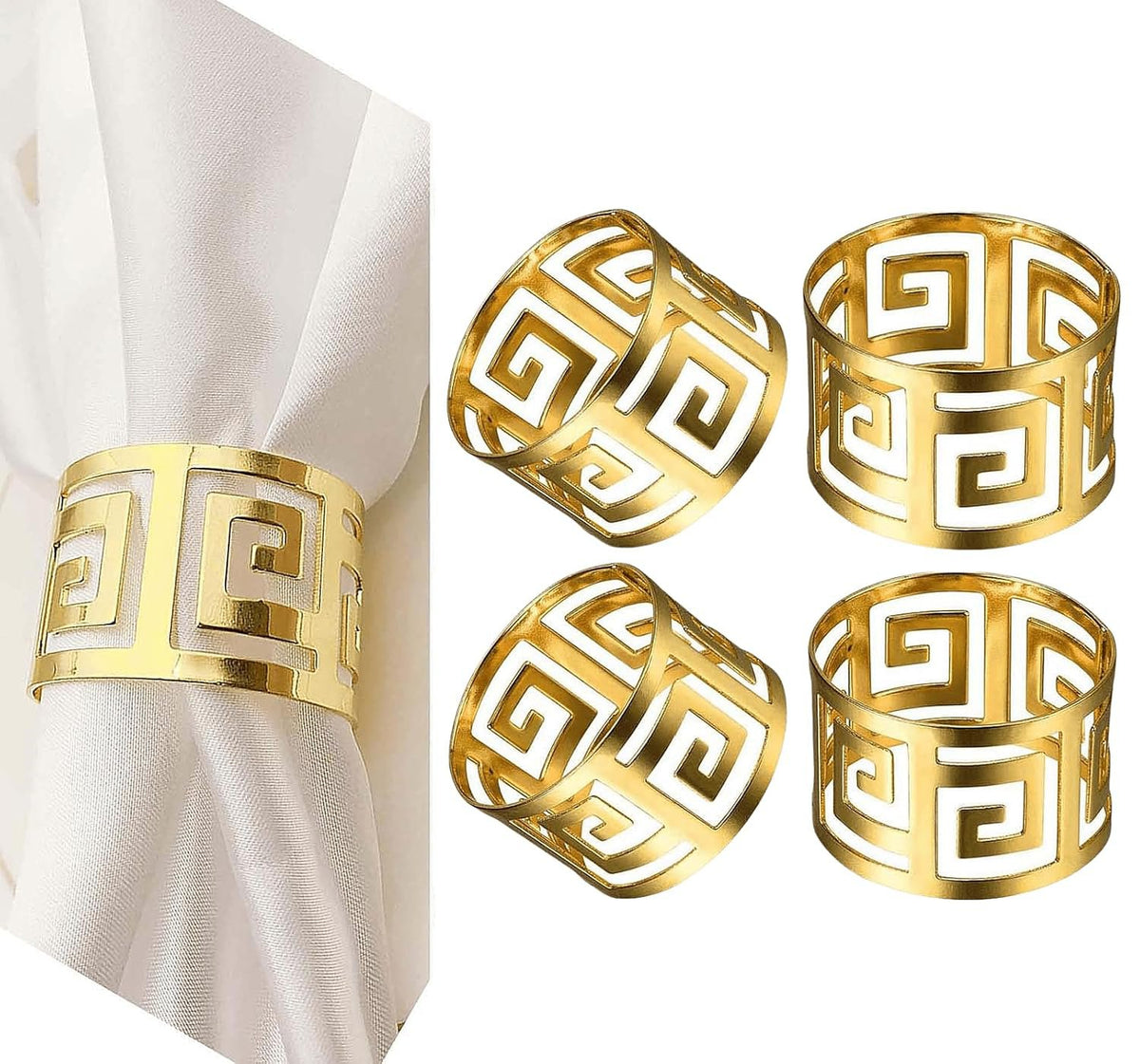 Gouden servetringen met holle snede – tafelbladaccessoires – duurzame legering – set van 4
