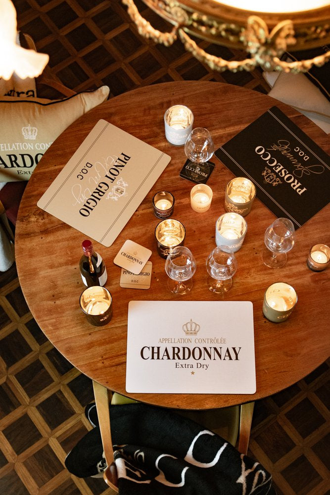 Onderzetter wijn chardonnay wit 10x10cm (6)
