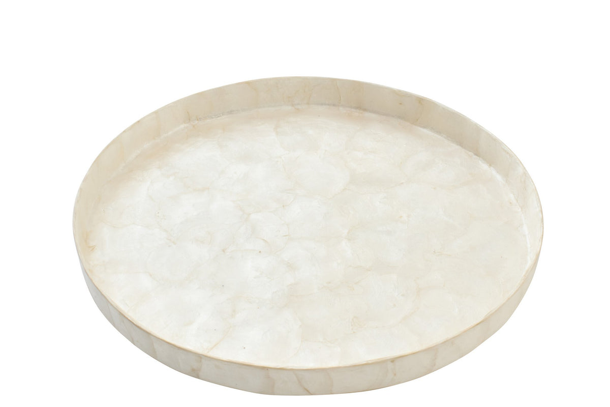 J-Line decoratie plateau Schelp - polyresin - wit - L