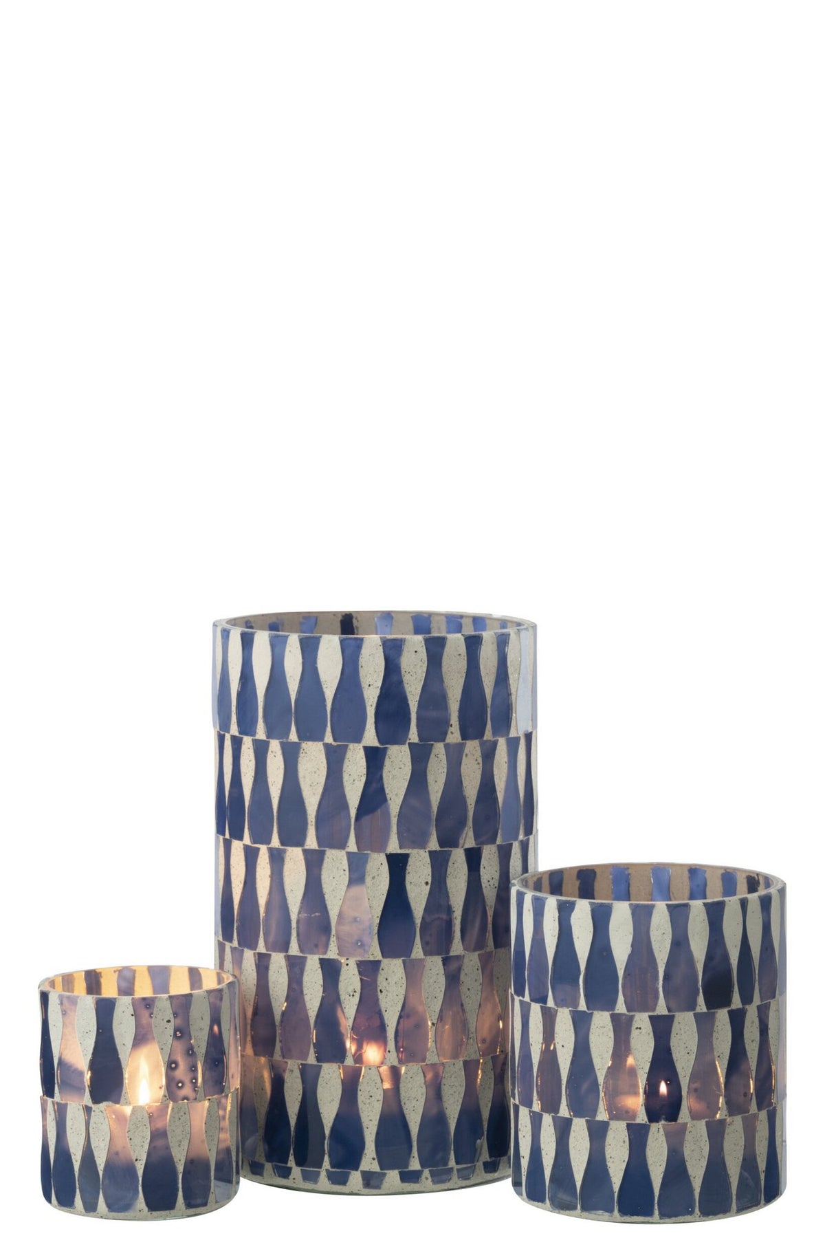 J-Line kaarshouder - glas - blauw/wit - L