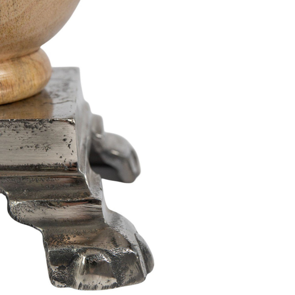 Dienblad op voet zilver hout h29 d55,5
