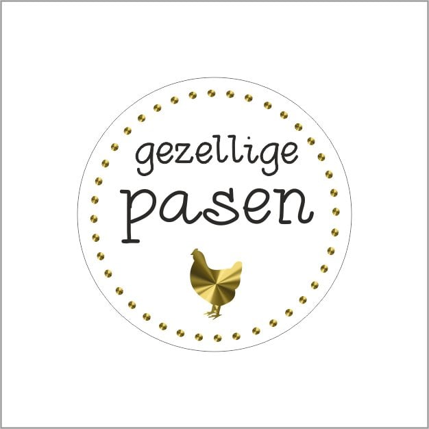 Gezellige Pasen - wensetiket - rol van 500 stuks