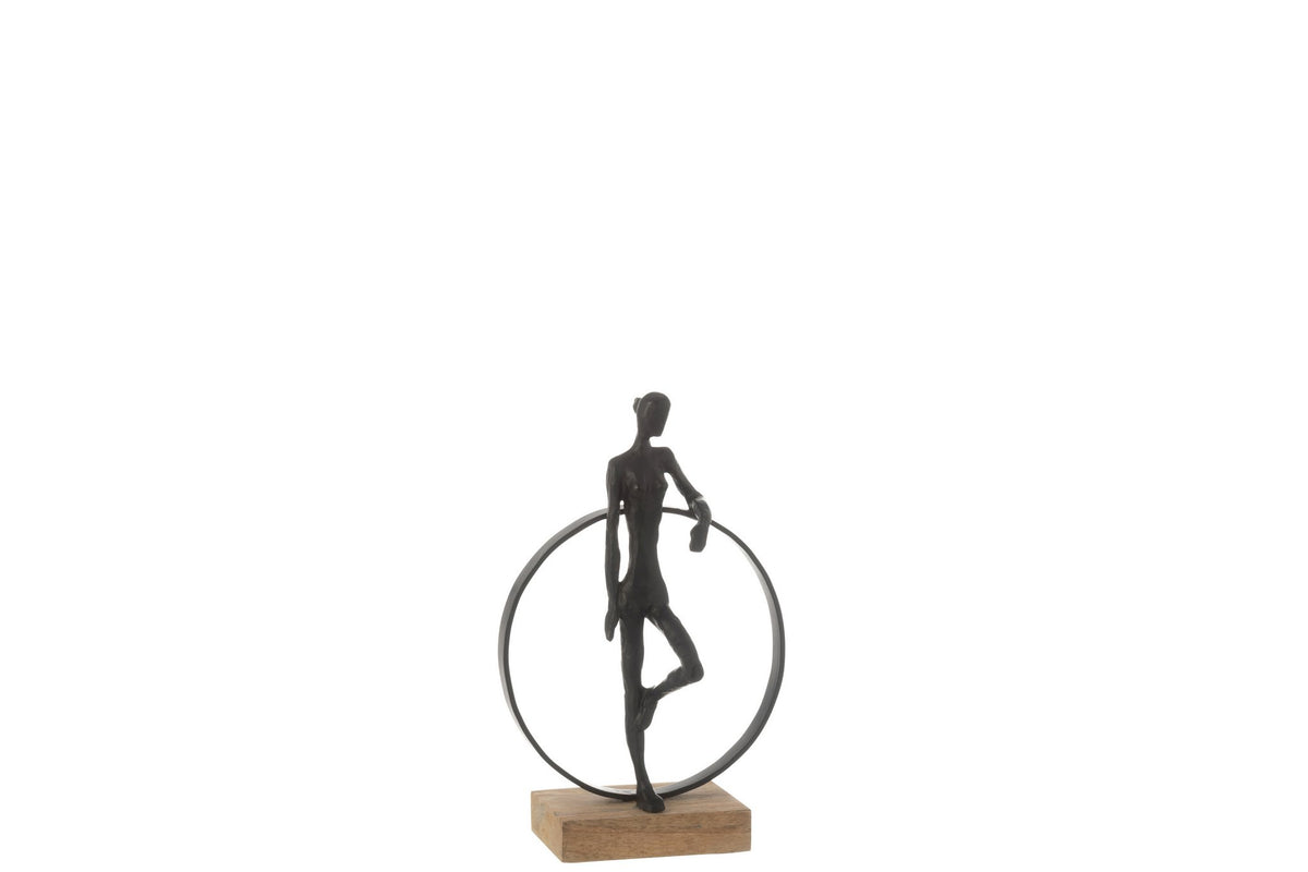 J-Line Man Tegen Ring Op Voet Resin/Ijzer Zwart