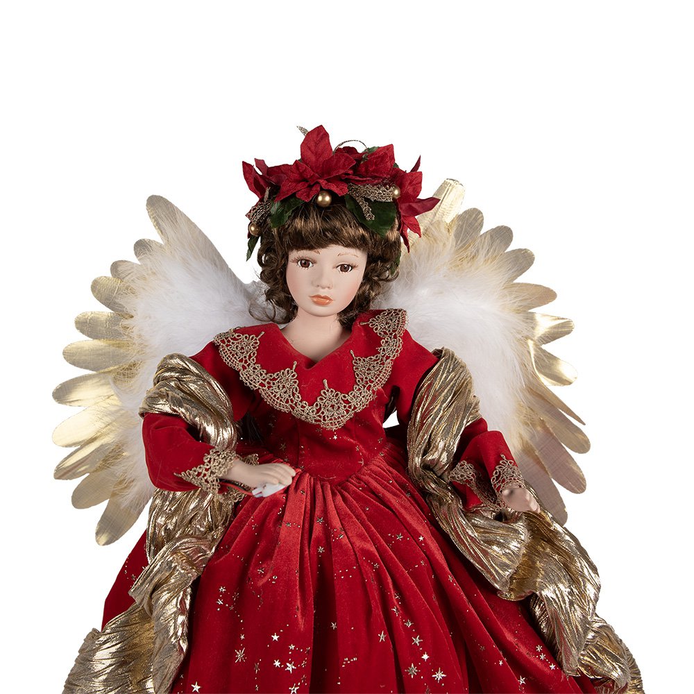 Kerstdecoratie Beld Engel 65 cm Rood Kunststof