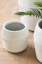J-Line bloempot Vezelklei - keramiek - wit - 3 stuks - Ø 50.5 cm