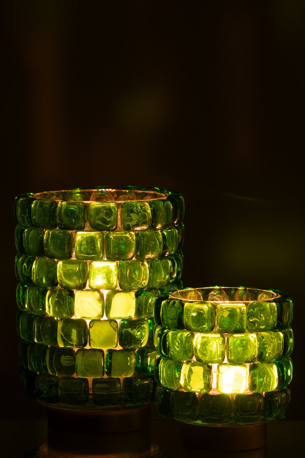 J-Line Theelicht Vierkant Mozaiek Glas Groen Large